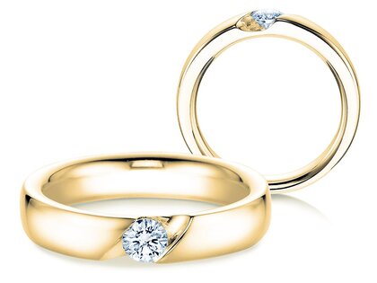 Anello di Fidanzamento Italic in 9K oro giallo con diamante 0,30ct H/SI