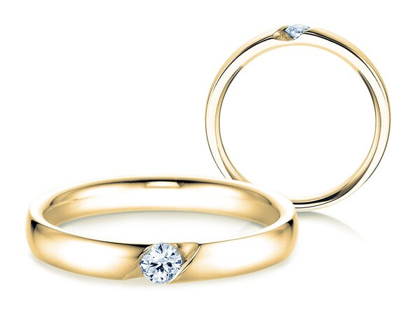 Anello di Fidanzamento Italic in 9K oro giallo con diamante 0,10ct
