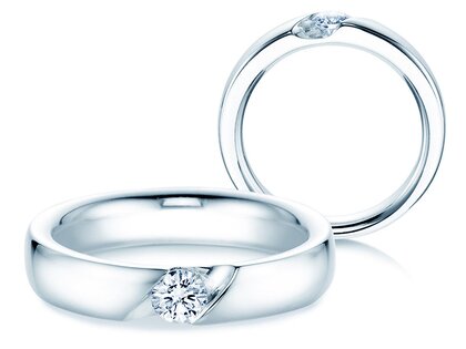 Anello di Fidanzamento Italic in 9K oro bianco con diamante 0,30ct H/SI