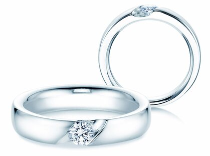 Anello di Fidanzamento Italic in 14K oro bianco con diamante 0,30ct G/SI