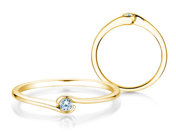 Anello di Fidanzamento Touch in 14K oro giallo con diamante 0,04ct G/SI