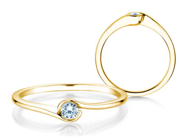 Anello di Fidanzamento Touch in 14K oro giallo con diamante 0,08ct G/SI