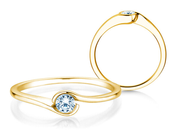 Anello di Fidanzamento Touch in 14K oro giallo con diamante 0,13ct G/SI