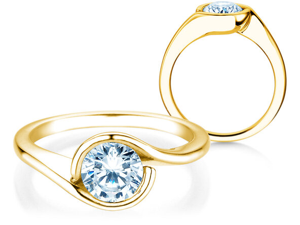 Anello di Fidanzamento Touch in 9K oro giallo con diamante 1,00ct H/SI