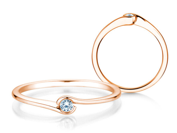 Anello di Fidanzamento Touch in 18K oro rosa con diamante 0,04ct G/SI