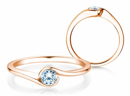 Anello di Fidanzamento Touch in 14K oro rosa con diamante 0,30ct H/SI