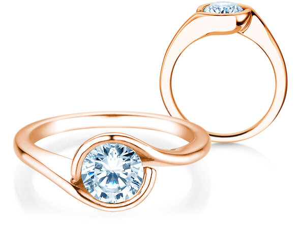 Anello di Fidanzamento Touch in 9K oro rosa con diamante da laboratorio 1,00ct E/VS