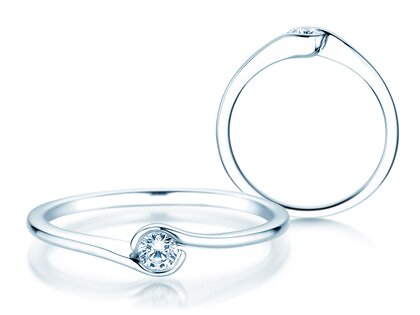 Anello di Fidanzamento Touch in 14K oro bianco con diamante 0,08ct D/IF