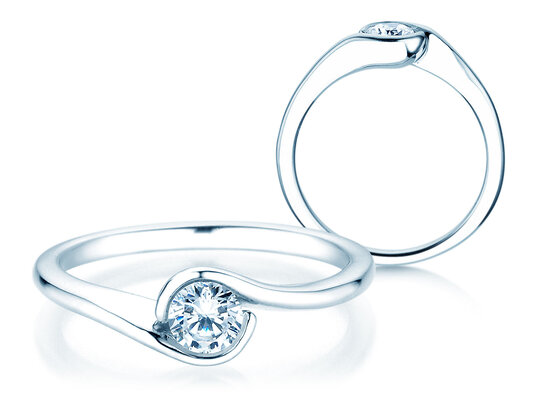 Anello di Fidanzamento Touch in 9K oro bianco con diamante 0,50ct H/SI