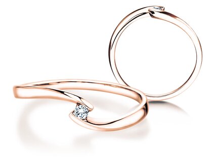 Anello di Fidanzamento Twist Petite in 14K oro rosa con diamante 0,04ct G/SI