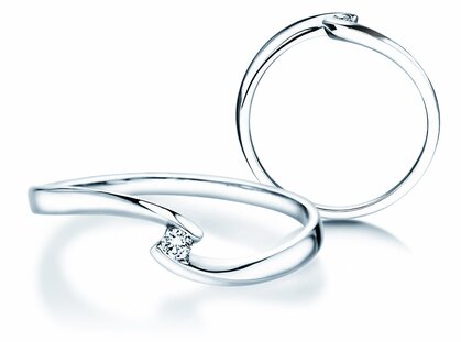 Anello di Fidanzamento Twist Petite in 14K oro bianco con diamante 0,04ct G/SI