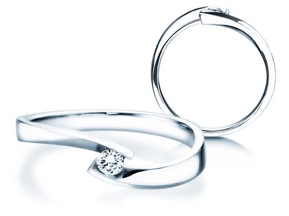 Anello di Fidanzamento Twist Petite in 14K oro bianco con diamante 0,09ct G/SI