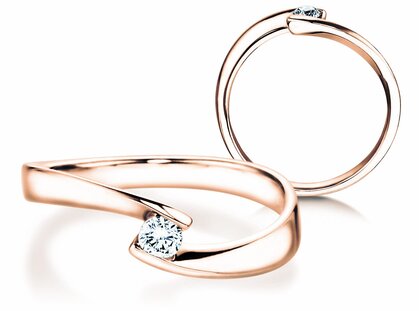Anello di Fidanzamento Twist Petite in 14K oro rosa con diamante 0,13ct