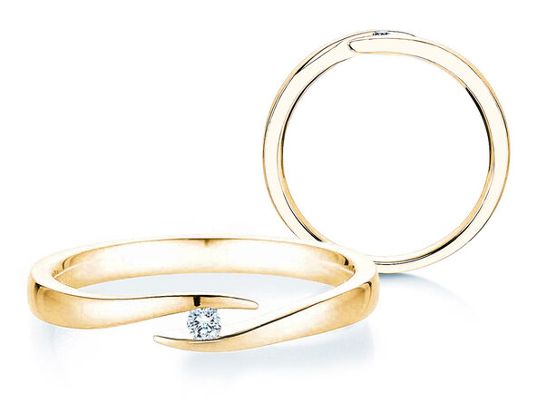 Anello di Fidanzamento Twist in 18K oro giallo con diamante 0,03ct H/SI
