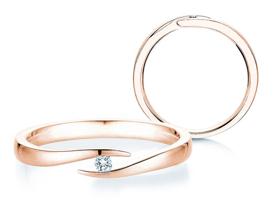 Anello di Fidanzamento Twist in 9K oro rosa con diamante 0,03ct