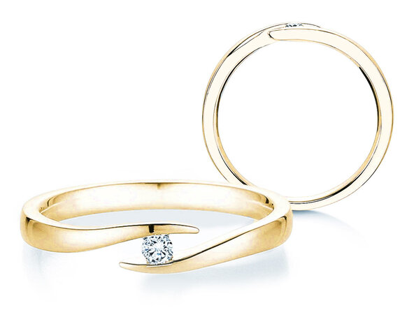 Anello di Fidanzamento Twist in 14K oro giallo con diamante 0,05ct G/SI