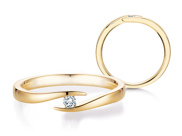 Anello di Fidanzamento Twist in 14K oro giallo con diamante 0,05ct H/SI
