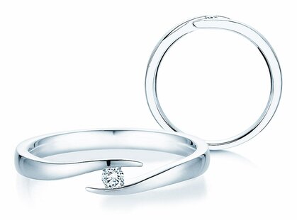 Anello di Fidanzamento Twist in platino 950/- con diamante 0,05ct G/SI