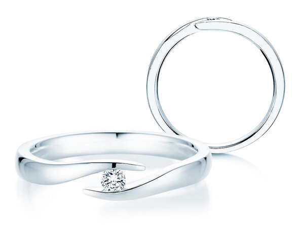 Anello di Fidanzamento Twist in 14K oro bianco con diamante 0,07ct H/SI