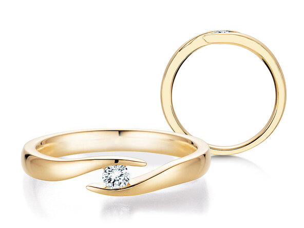Anello di Fidanzamento Twist in 14K oro giallo con diamante 0,10ct H/SI