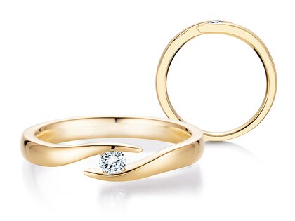 Anello di Fidanzamento Twist in 9K oro giallo con diamante 0,15ct G/SI