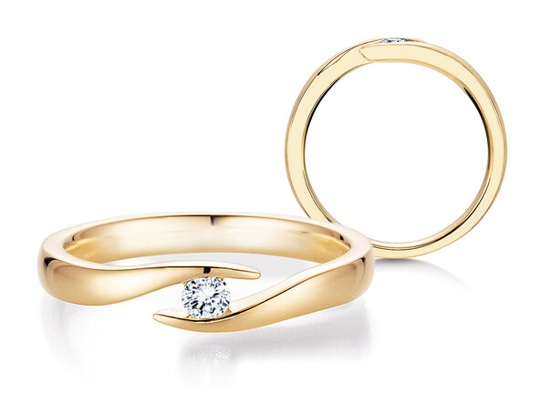 Anello di Fidanzamento Twist in 9K oro giallo con diamante 0,15ct G/SI