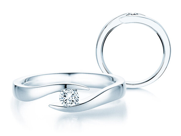 Anello di Fidanzamento Twist in 14K oro bianco con diamante 0,20ct H/SI