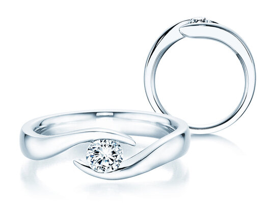 Anello di Fidanzamento Twist in 9K oro bianco con diamante 0,25ct H/SI
