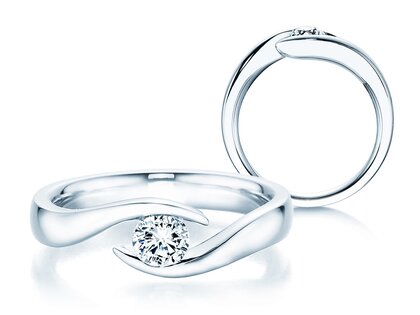 Anello di Fidanzamento Twist in 9K oro bianco con diamante 0,30ct H/SI