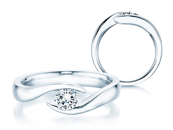 Anello di Fidanzamento Twist in 9K oro bianco con diamante 0,30ct H/SI