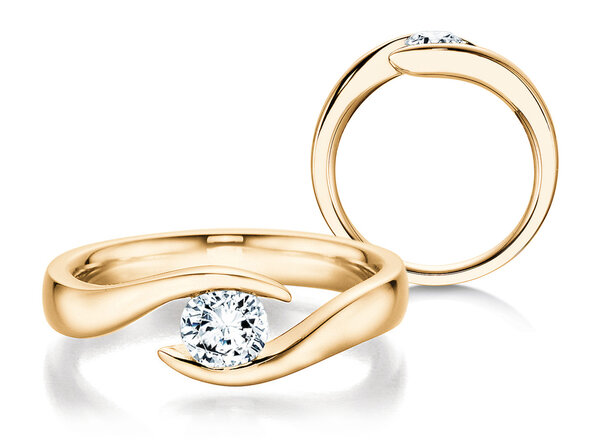 Anello di Fidanzamento Twist in 18K oro giallo con diamante 0,40ct H/SI