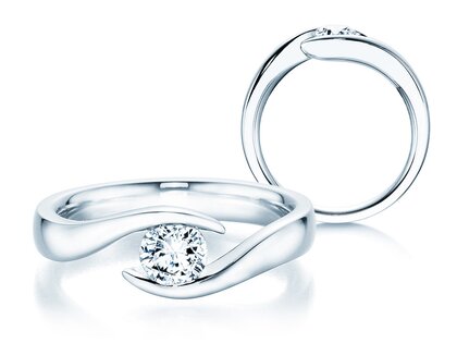 Anello di Fidanzamento Twist in 18K oro bianco con diamante 0,40ct H/SI