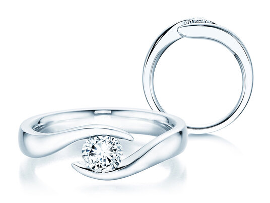 Anello di Fidanzamento Twist in 9K oro bianco con diamante 0,50ct H/SI