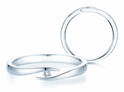 Anello di Fidanzamento Twist in platino 950/- con diamante 0,03ct H/SI